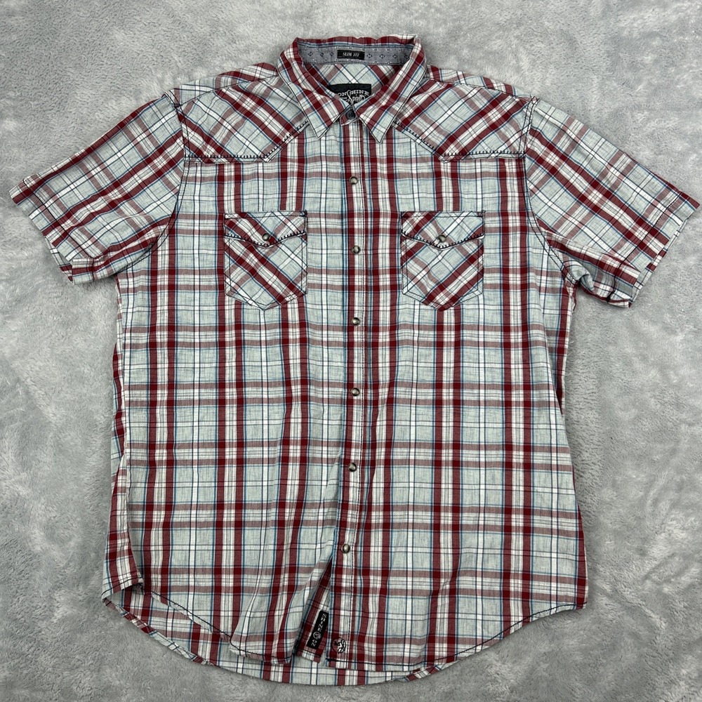 Moonshine Spirit Shirt Mens Size XXL Plaid Pearl Snap by Brad‎ Paisley Slim Fit